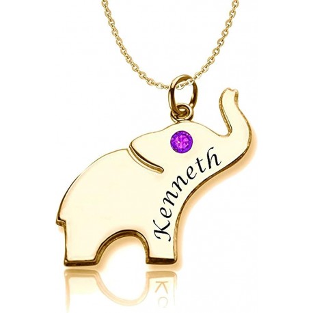 Srebrna verižica s pozlato 14k "Slonček+Kristal+Ime"