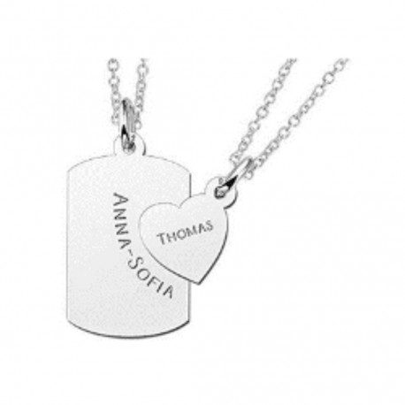 2x Srebrna verižica " Srček i ploščica"